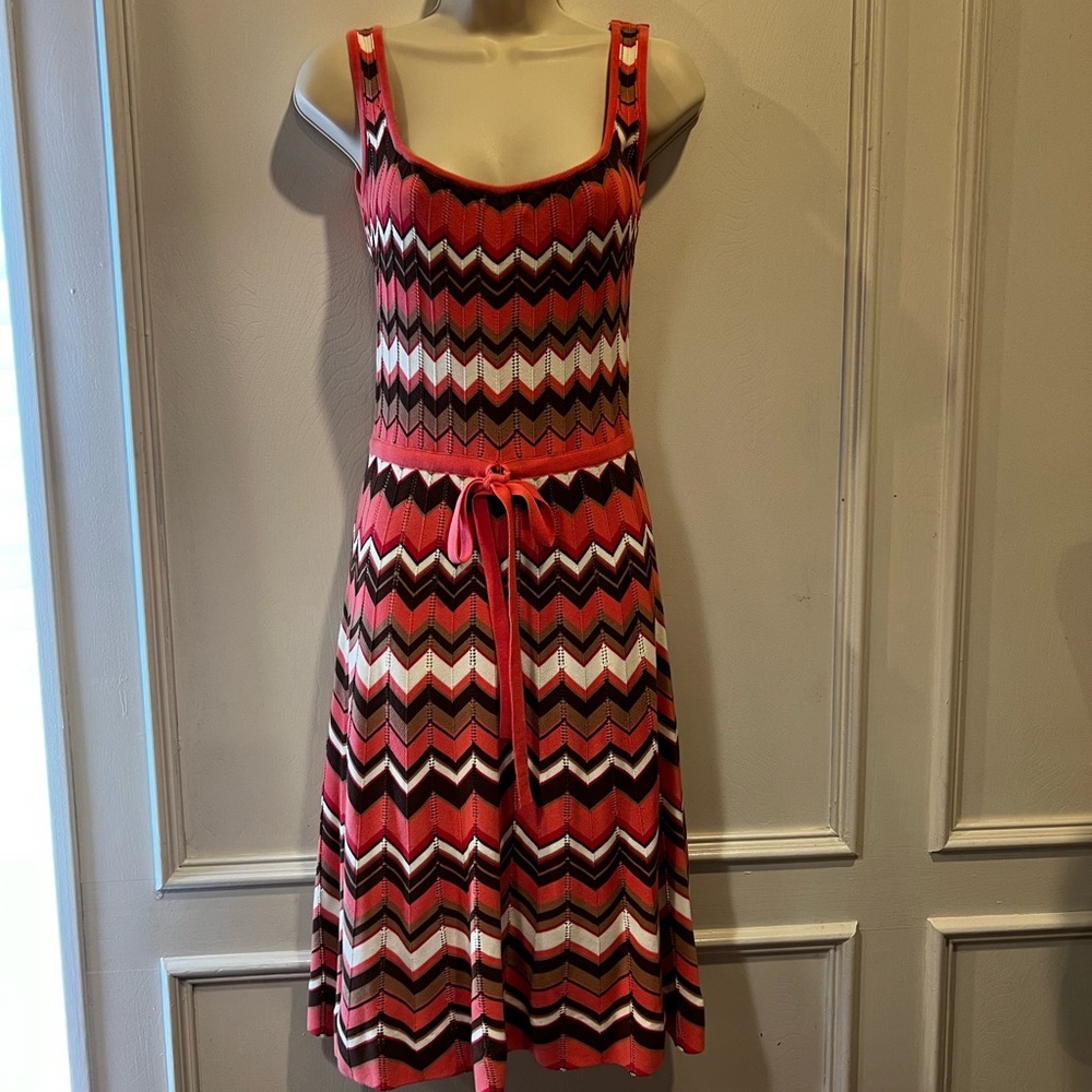 Beth Bowley pink and brown dress